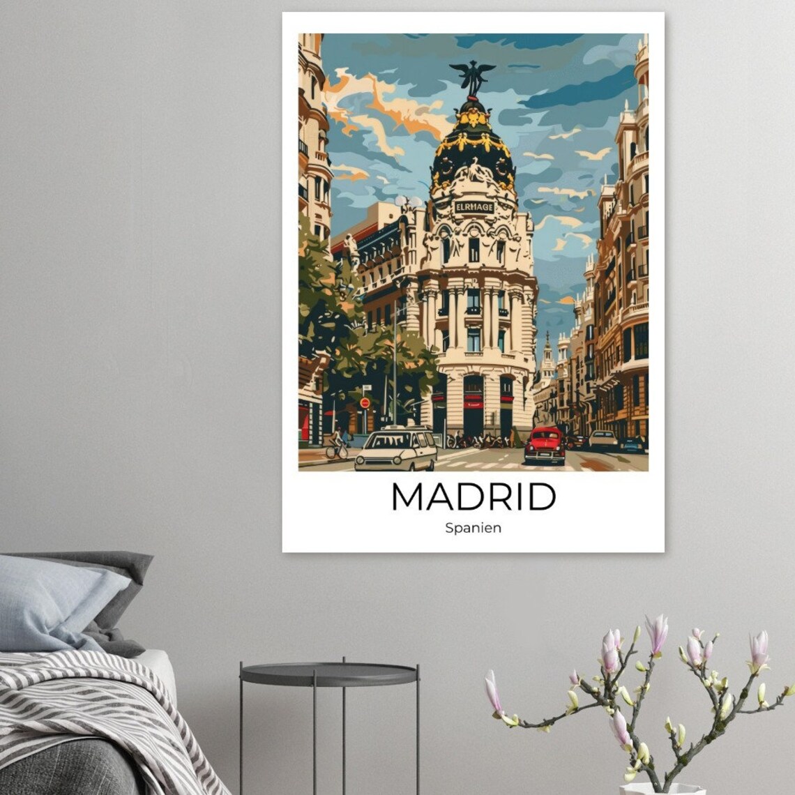 Madrid Vintage Travel Poster Spain City Street Classic Cars Art - Image 2