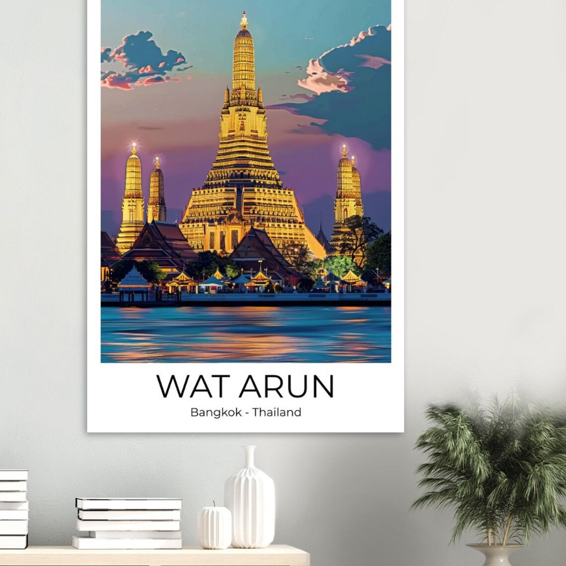 Wat Arun Bangkok Thailand Temple of Dawn River Sunset Poster - Image 2