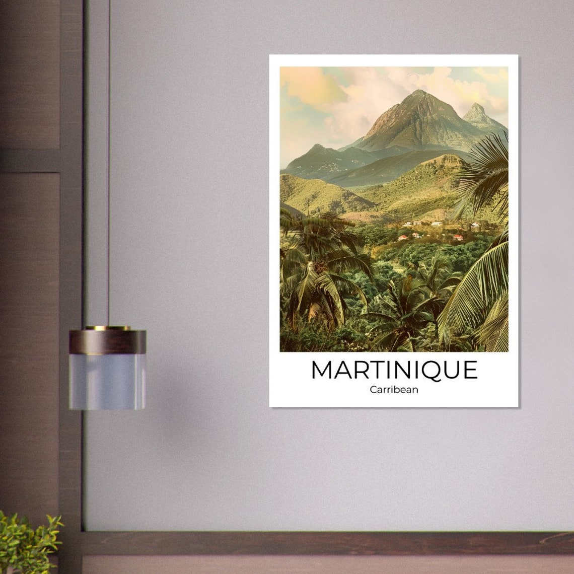 Martinique Caribbean Lush Green Volcano Mountains Palm Trees Poster - Image 2