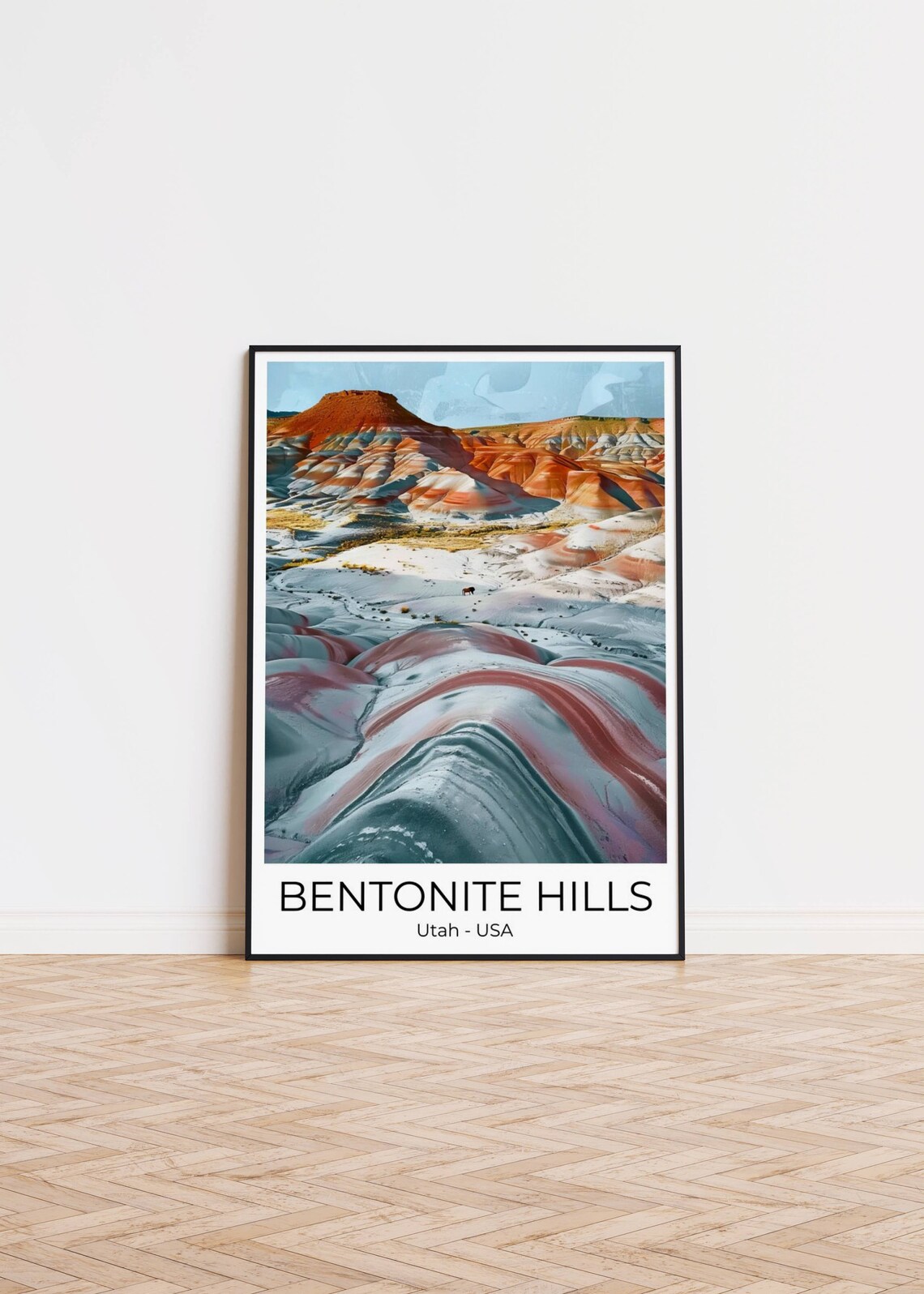 Bentonite Hills Utah Colorful Striped Badlands Desert Landscape Poster - Image 2