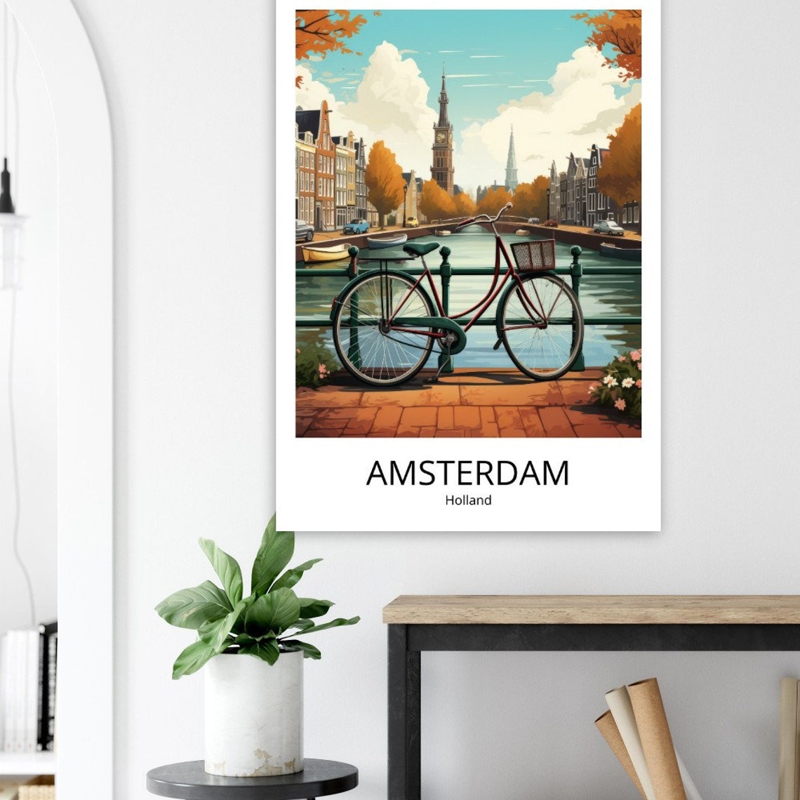 Amsterdam Travel Poster Amsterdam City Print Holland Travel Poster Amsterdam Gift Amsterdam Souvenir Amsterdam Wall Decoration Travel Print - Image 2