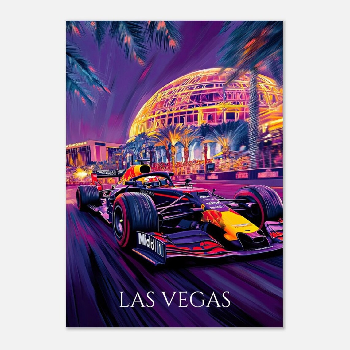Las Vegas Formula One Night Race Neon Grand Prix Travel Poster - Image 3