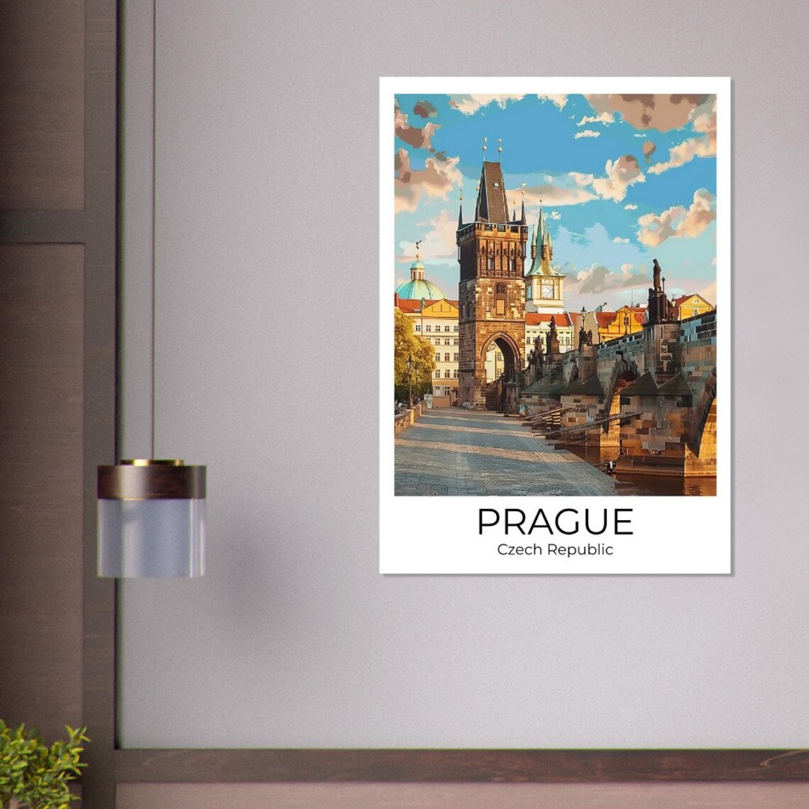 Prague Czech Republic Charles Bridge Tower Morning Light Poster - Image 4