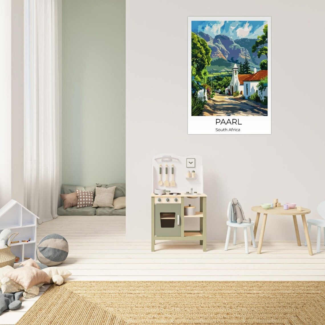 Paarl South Africa Village Church Mountain Landscape Travel Poster - Image 4