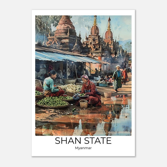 Inle Lake Myanmar Travel Poster Myanmar Myanmar Wall Art Travel Print Myanmar Home Decor Myanmar