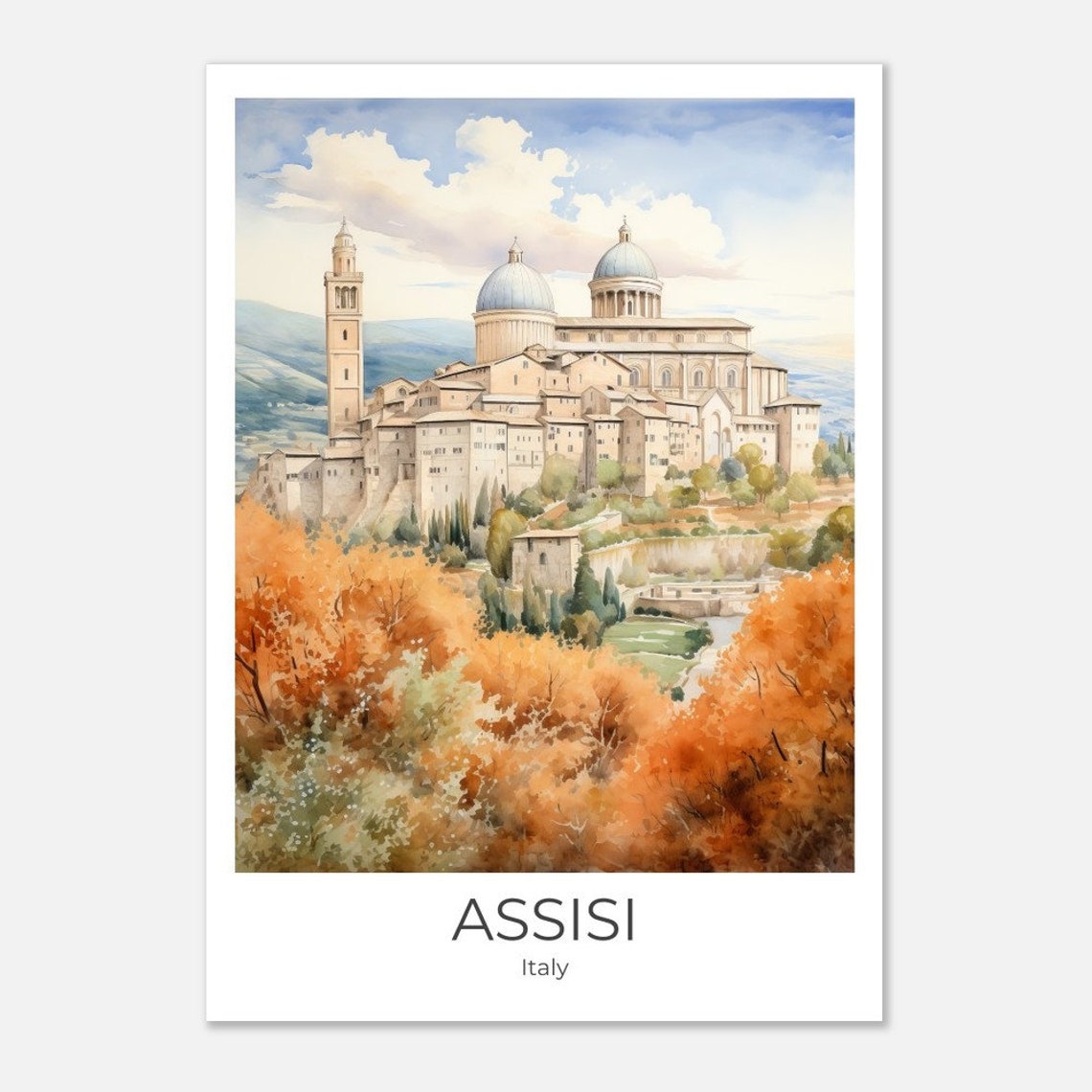 Assisi Italy Poster Travelprint Assisi Italy Gift Assisi Travel Memories Assisi Artprint Italy Wall Decoration Francis Of Assisi - Image 2