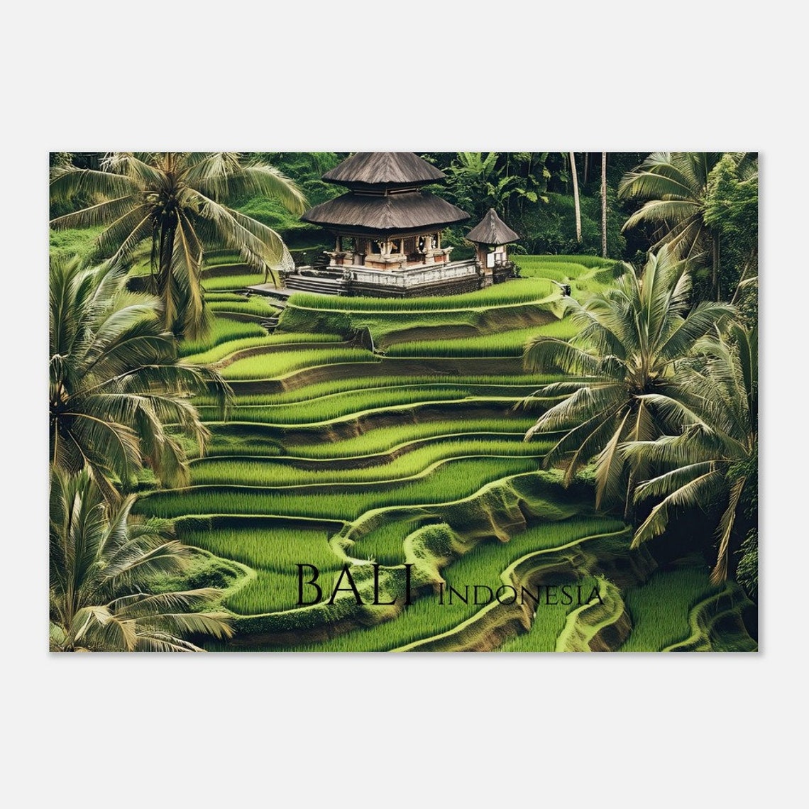 Bali Indonesia Tegalalang Rice Terraces Temple Jungle Poster
