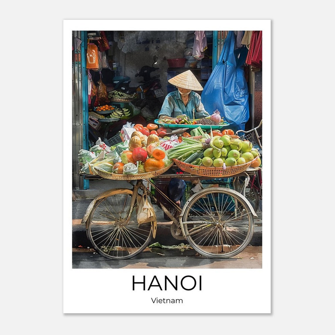 Hanoi Old Quarter Watercolor Travel Poster Of Hanoi Wall Art Hanoi Travel Vietnam Hanoi Street Life Hanoi Wall Decoration