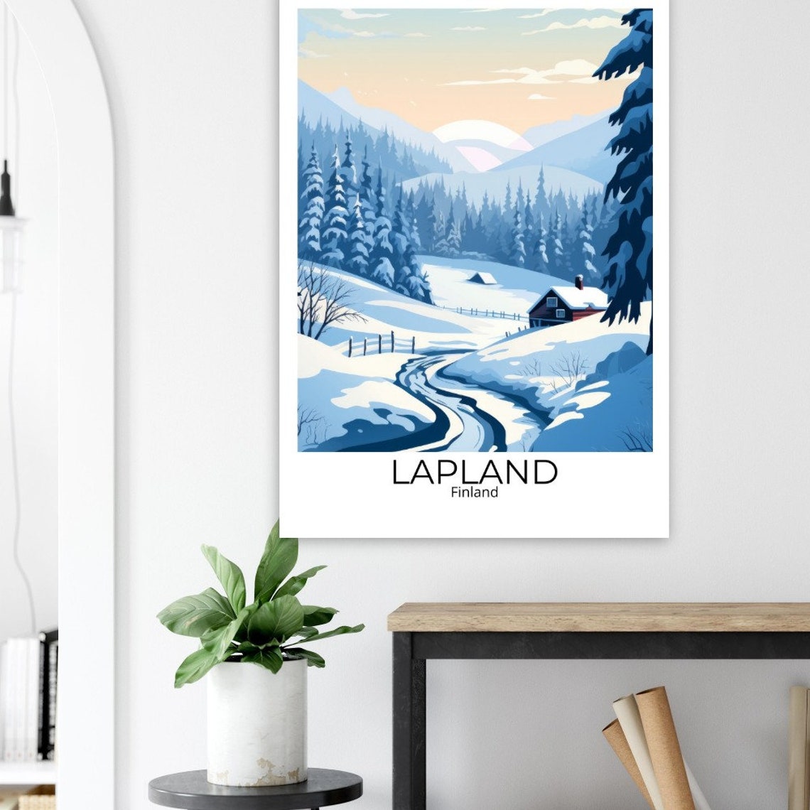 Lappland In Winter Travel Poster Art Print Lapland Poster Wall Art Finland Vintage Poster Lapland Travel Poster Print Art Print - Image 2