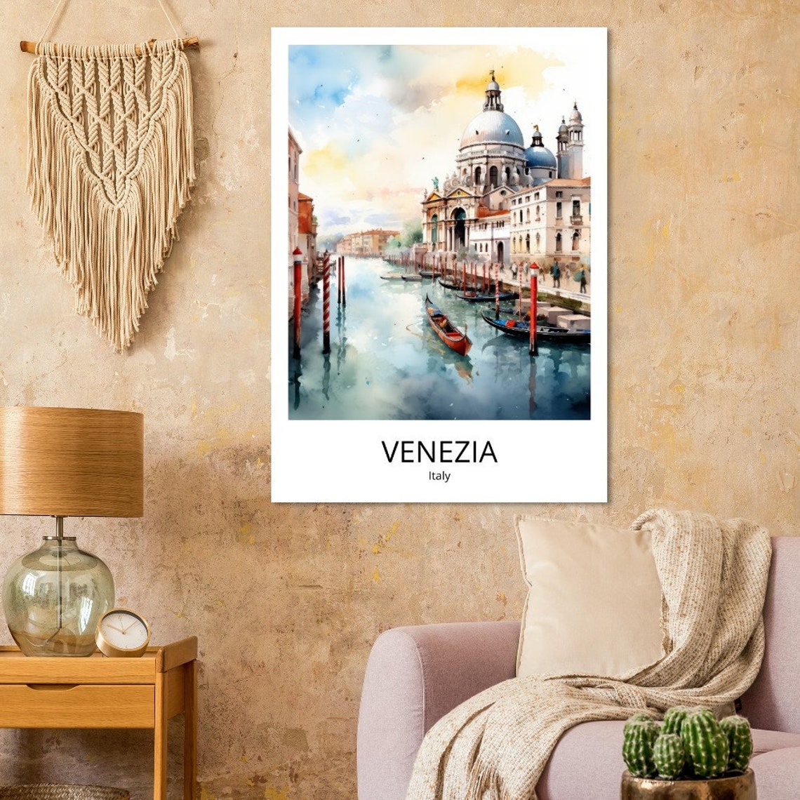 Venice Canale Grande Travel Poster Watercolor Travel Poster Venice City Print Venice Gift Italy Travel Print - Image 2