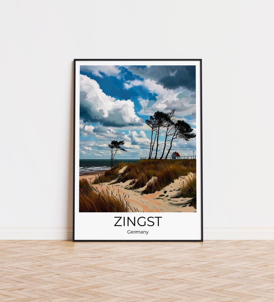 Zingst Germany Baltic Dunes Pine Trees and Coastal House Travel Poster - Image 4