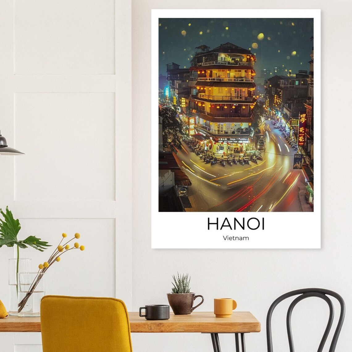 Hanoi Vietnam Night Traffic Light Trails City Street Photo Poster - Image 3