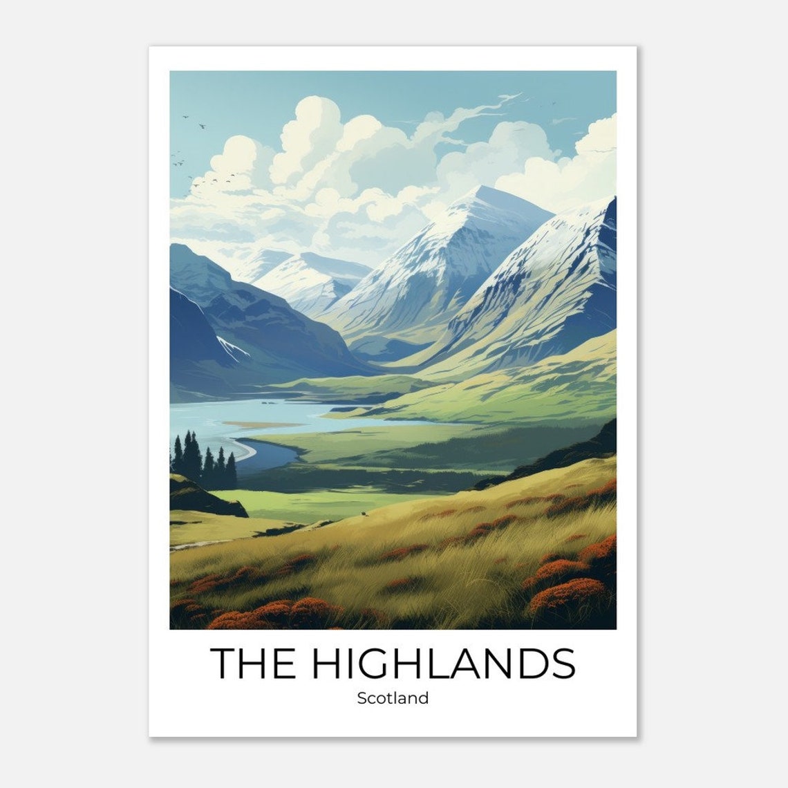 Scottish Highlands Mountain Valley Loch Landscape Scotland Poster - Image 5