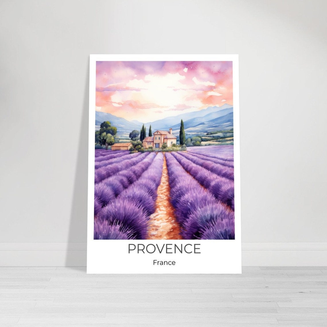 Provence France Watercolor Travel Poster Provence Wall Art France Travel Print Provence Lavender Wall Decoration
