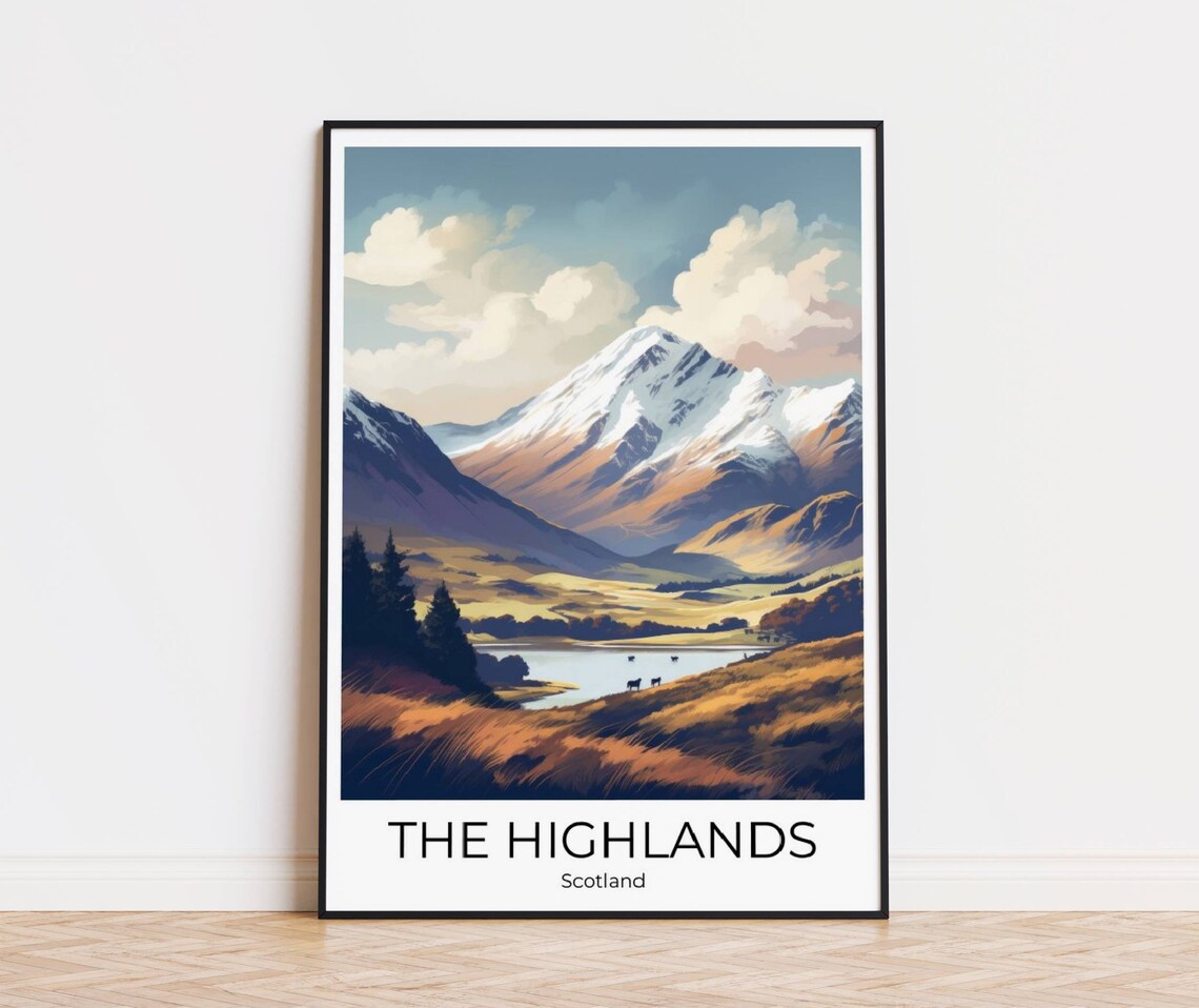 Highlands Scotland Travel Poster Scotland Travel Print Scotland Poster Wall Art Scotland Vintage Poster