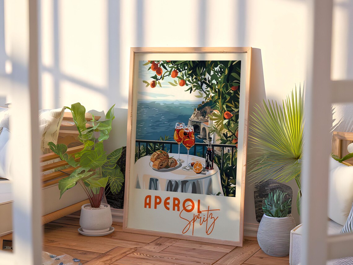 Aperol Spritz, Retro Italian Cocktail Art Print - Image 2