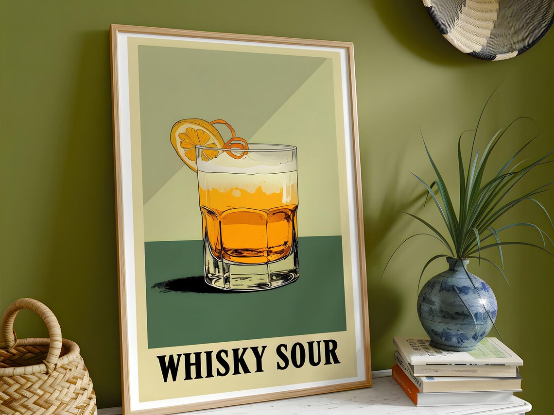 Whisky Sour Retro Style, Vintage Cocktail Decor - Image 3