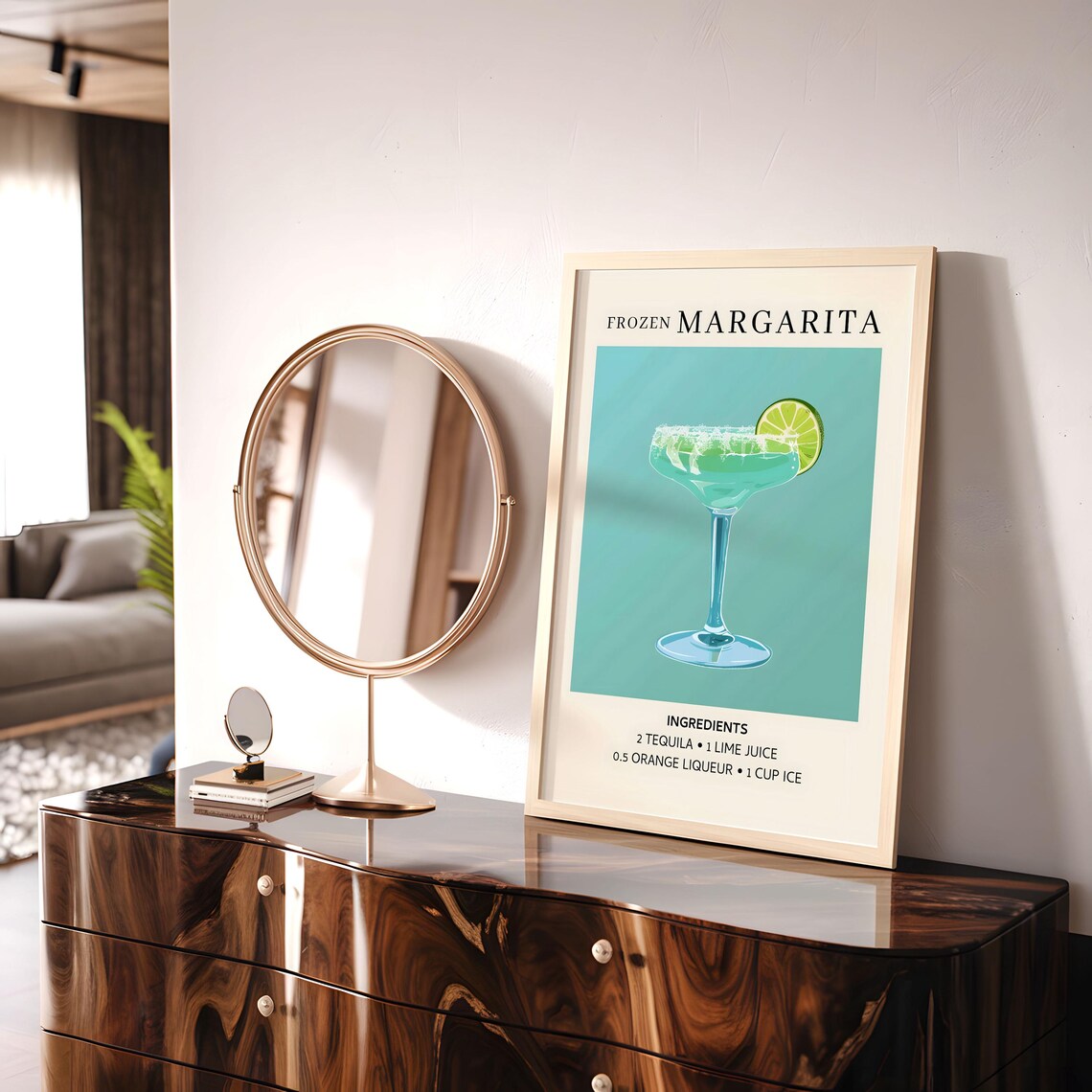 Vintage Frozen Margarita Ingredients Poster, Bar Kitchen - Image 7