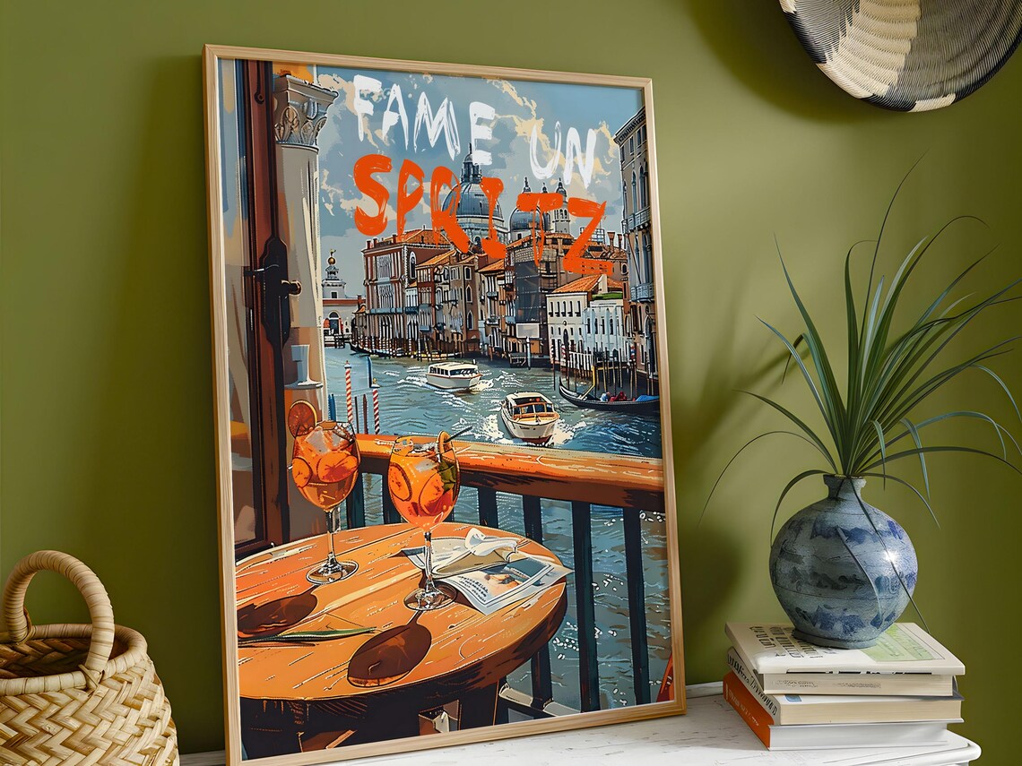 Aperol Spritz Italian Cocktail Art Print - Image 3