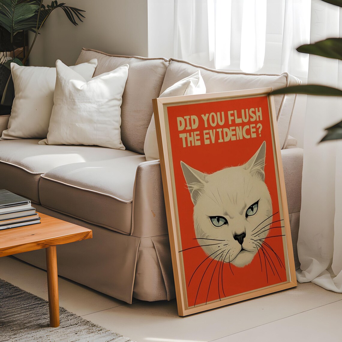 Funny Cat Vintage Poster, Did You Flush The Evidence - Image 7
