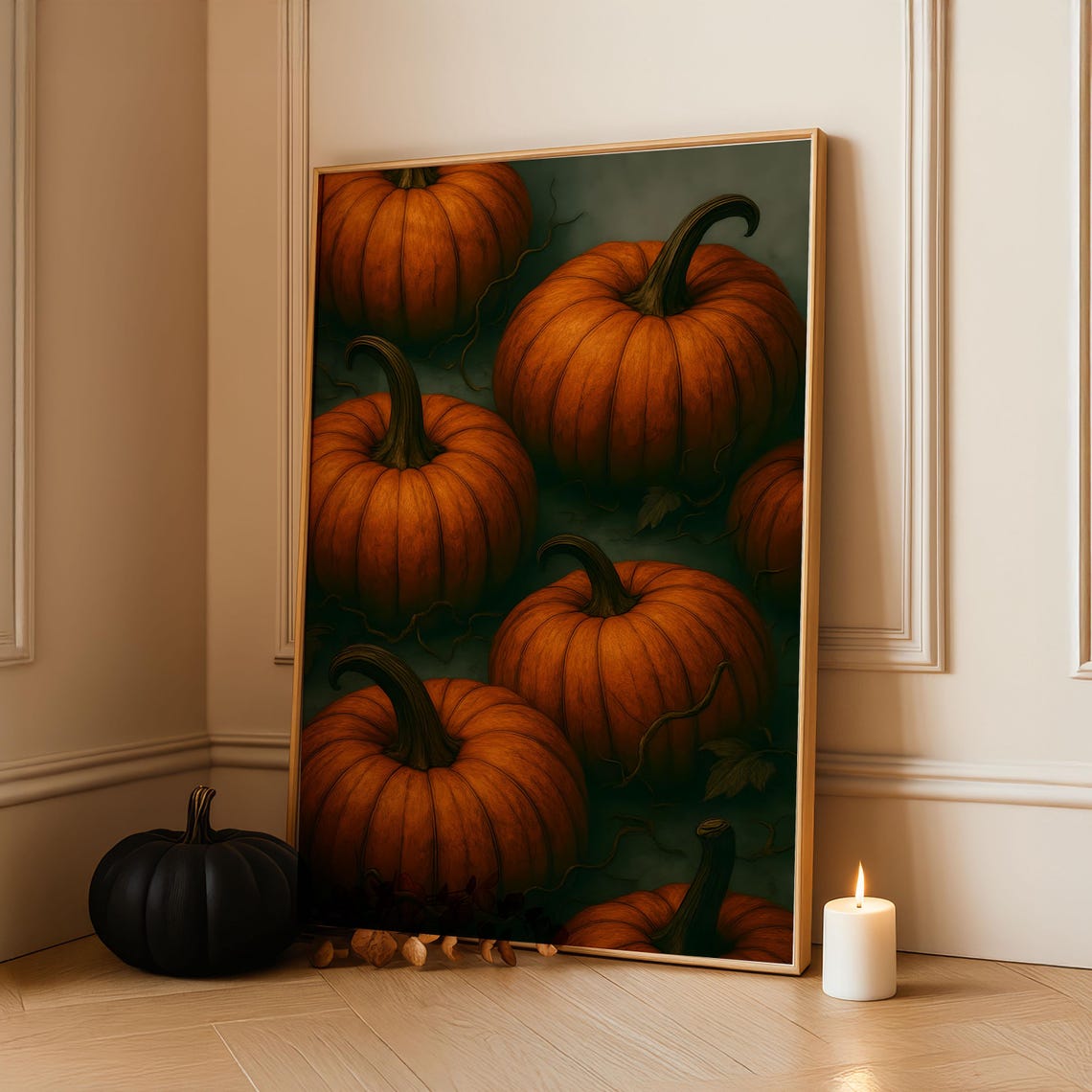 Vintage Halloween Pumpkin Poster Spooky Decor For Fall Ready To Hang Art