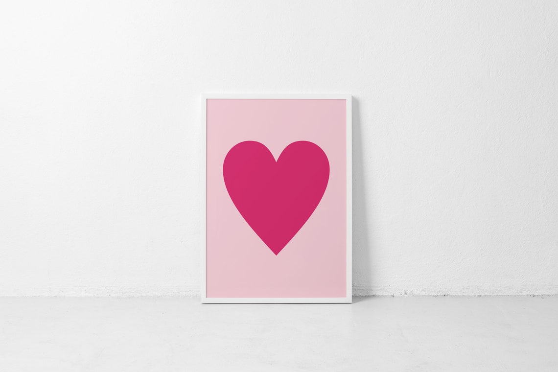 Magenta Pink Heart Minimalist Modern Bold Love Art Poster Wall Decor