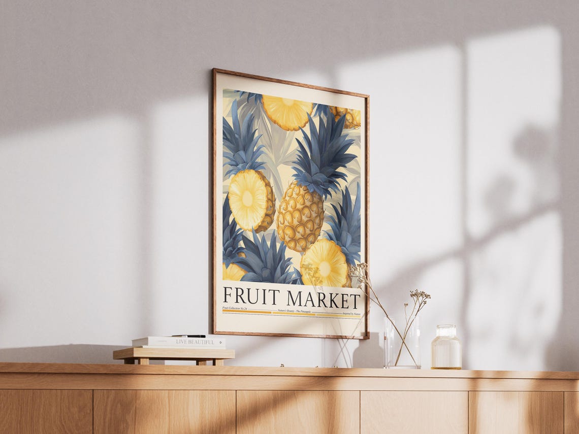 Pineapple Fruit Market Poster, Kitchen Wall Decor - Image 2