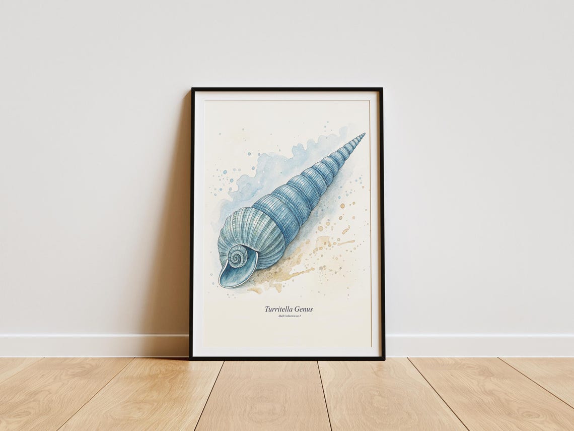 Watercolor Seashell Print, Coastal Antique Drawing - Image 6
