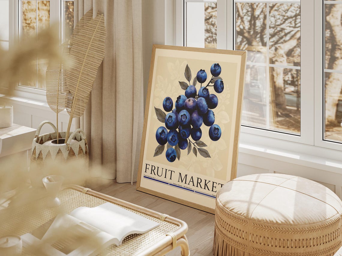 Blueberry Fruit Market, Modern Abstract Kitchen Art - Image 4