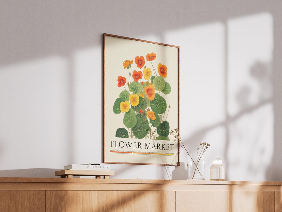 Nasturtium Flower Market Poster, Vintage Floral Art - Image 2