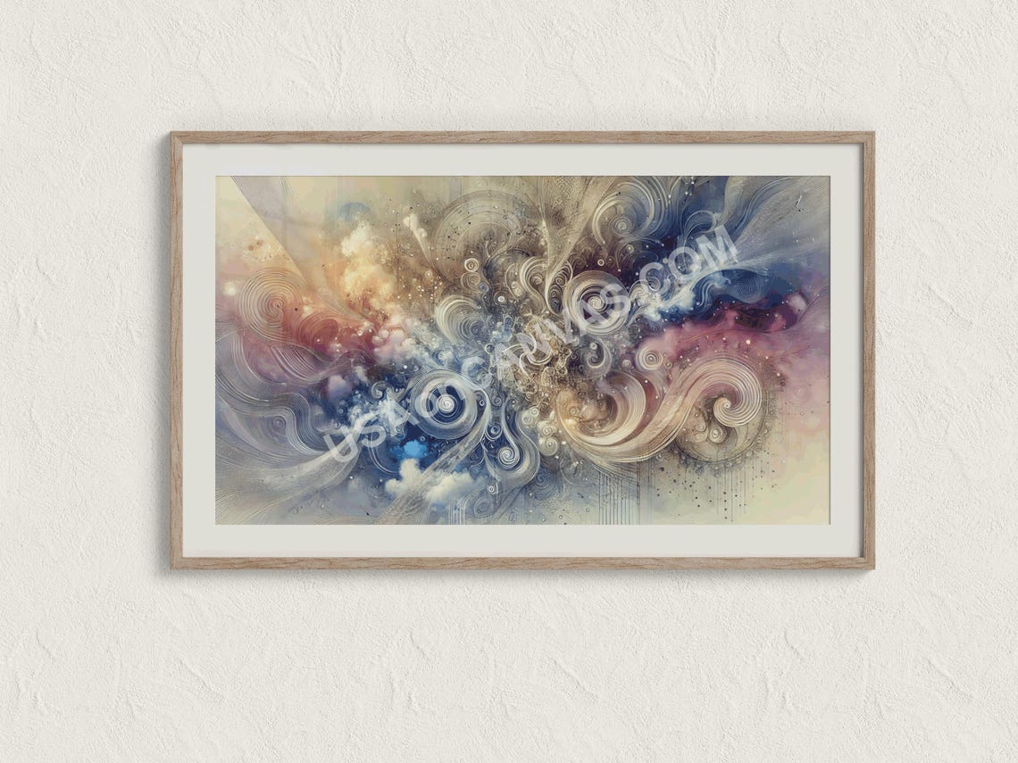 Dreamy Pastel Swirls Ethereal Cosmic Waves Abstract Art Poster
