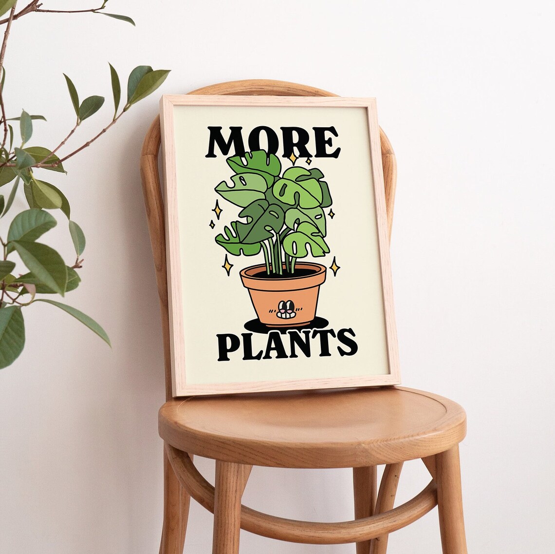 Retro Botanical Poster, Monstera Typographic Print - Image 2