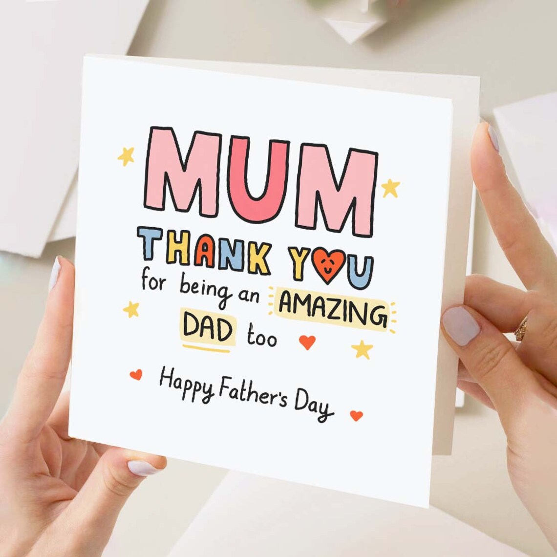 Mum Thank You For Being An Amazing Dad Too Happy Fathers Day Card - Image 3