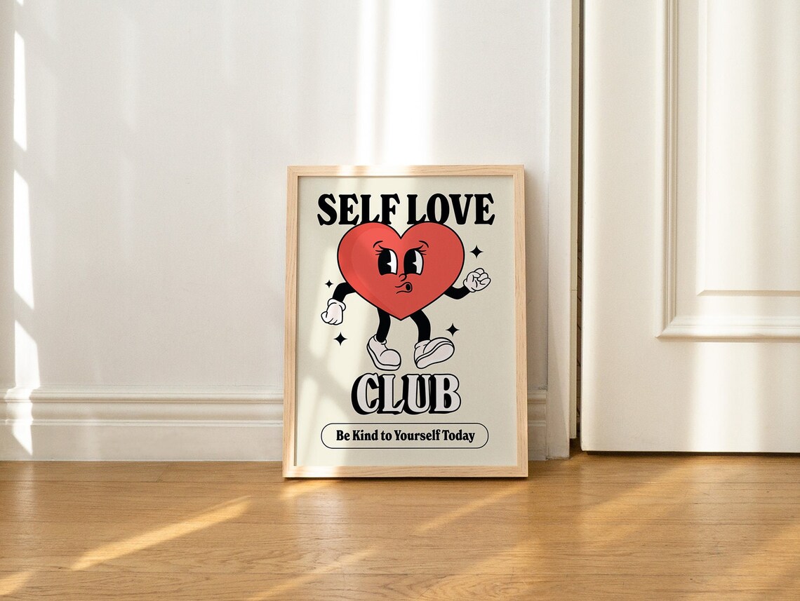 Self Love Club Vintage Retro Quote Art Print - Image 2