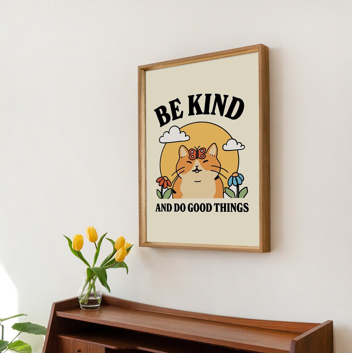Cat Illustration Art Print, Cottagecore Nursery Decor - Image 3