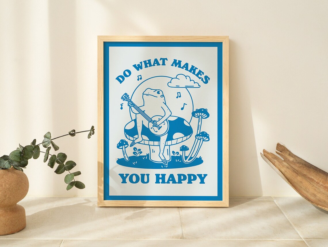 Retro Frog Vintage Positivity Quote Wall Print - Image 3