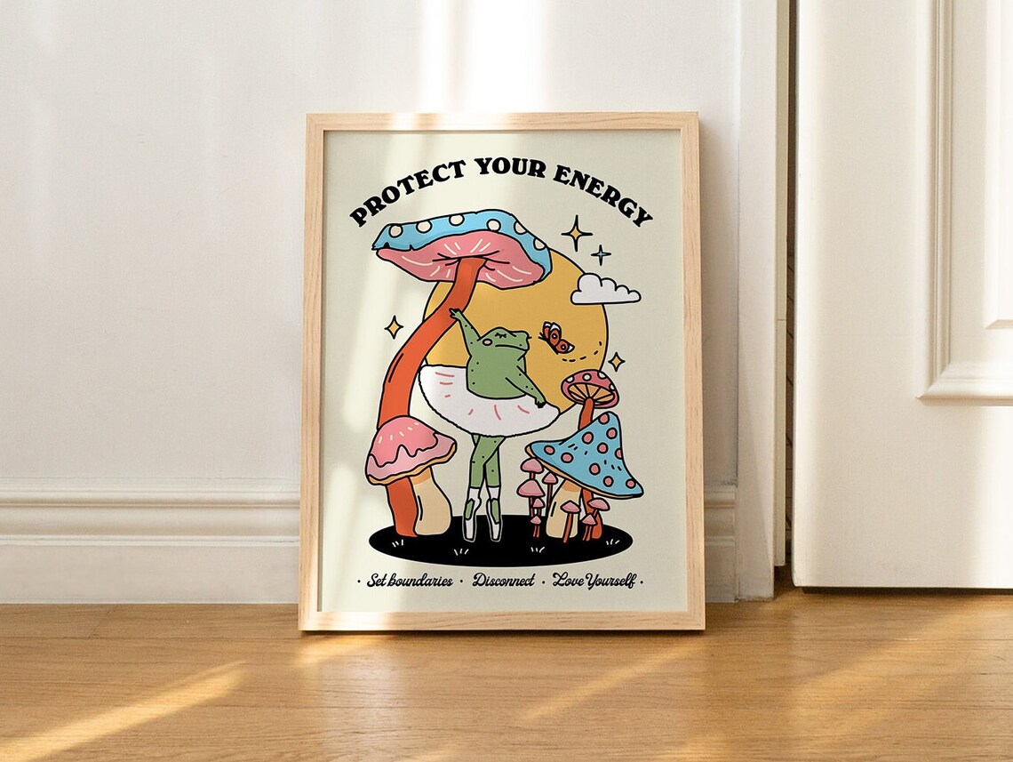 Groovy Frog Ballerina Vintage Style Art Print - Image 2