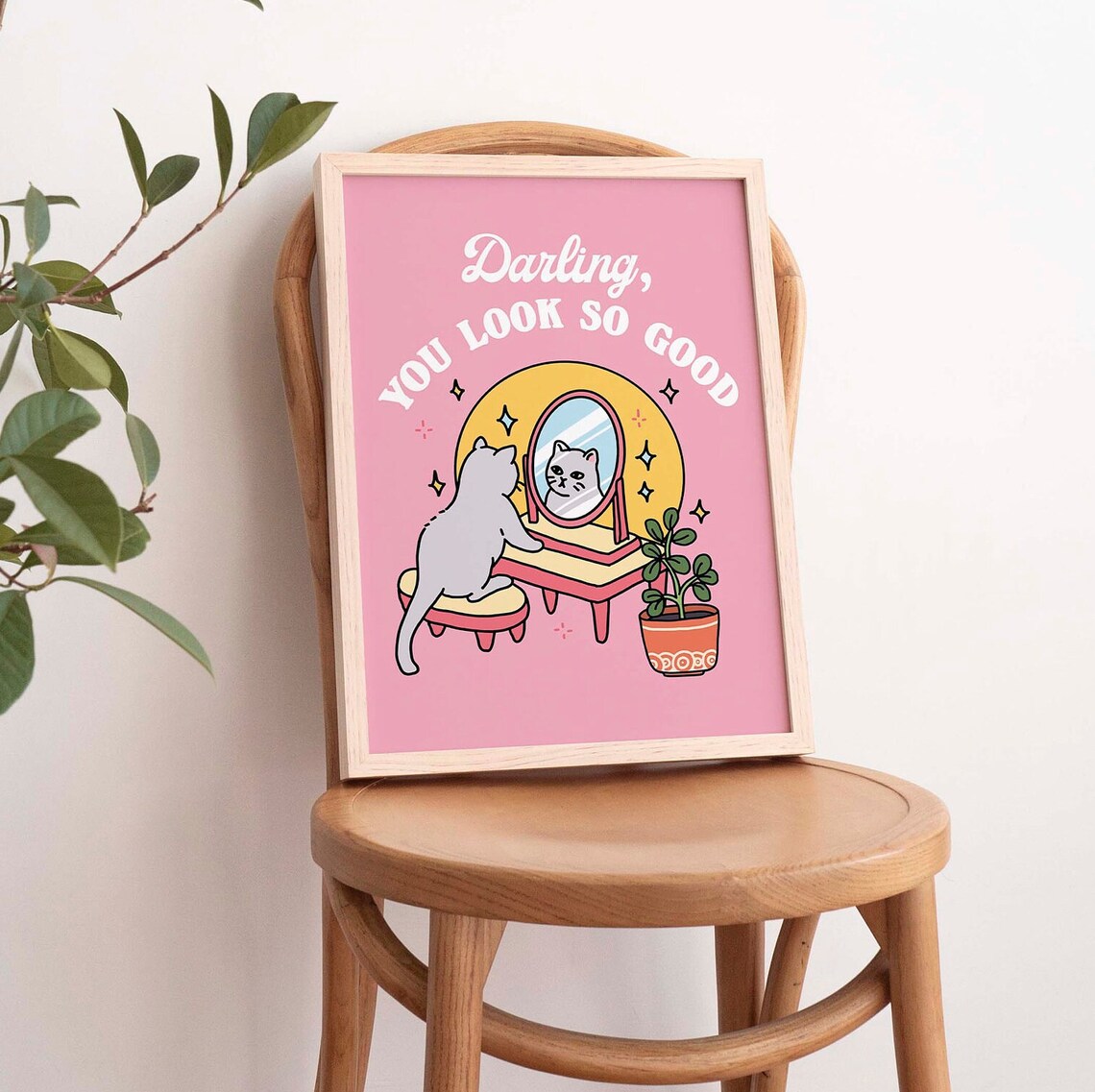 Girly Cat Self Love Positivity Quote Art Print - Image 2