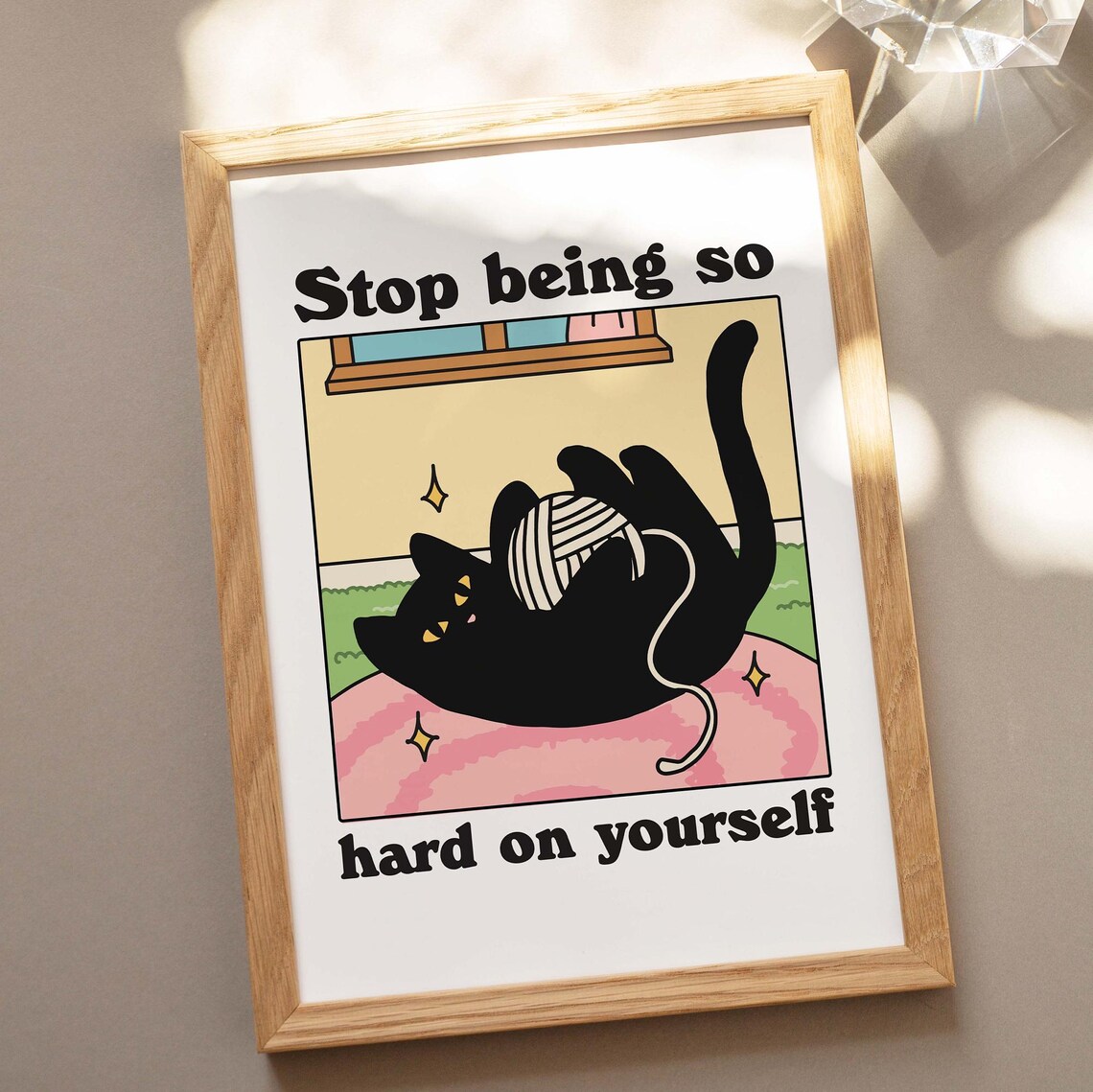 Colorful Cat Quote Poster, Retro Eclectic Cat Art - Image 3