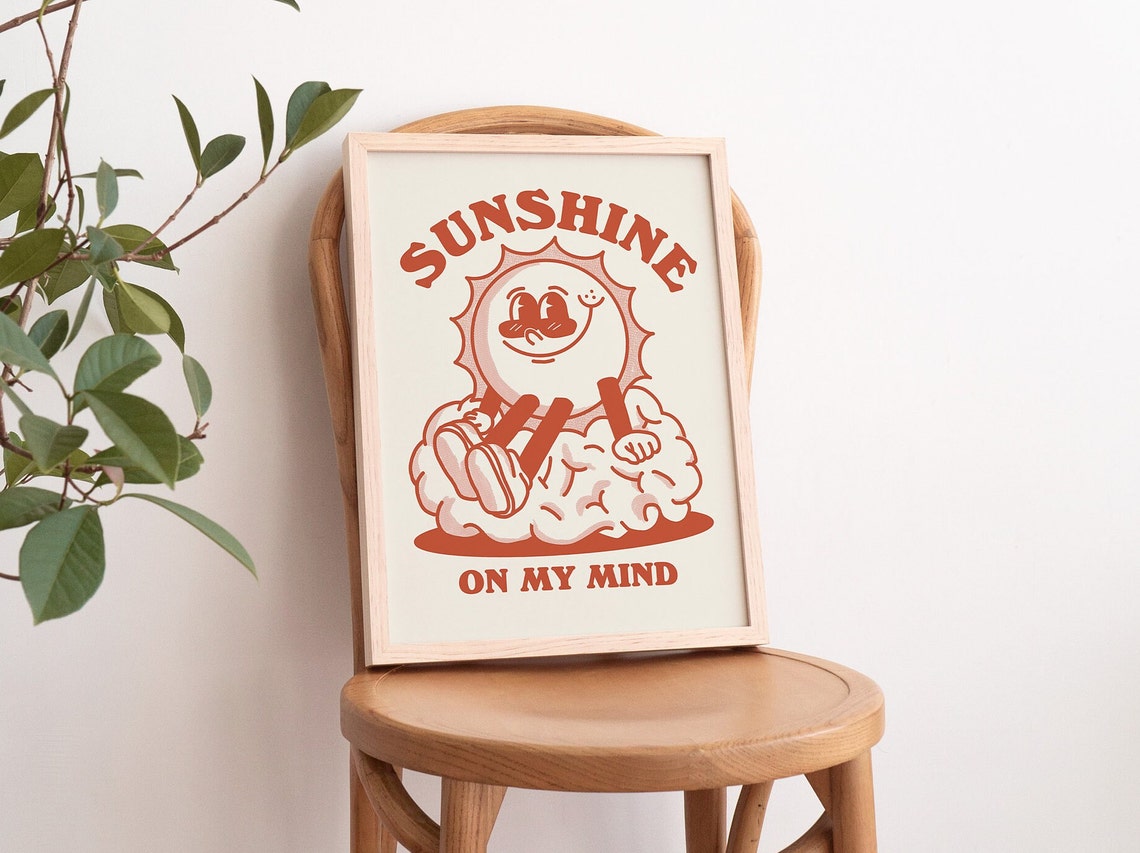 Retro Sun Wall Art Cute Quote Wall Print Trendy Print 80s Wall Decor Gallery Wall Prints Art Prints - Image 3