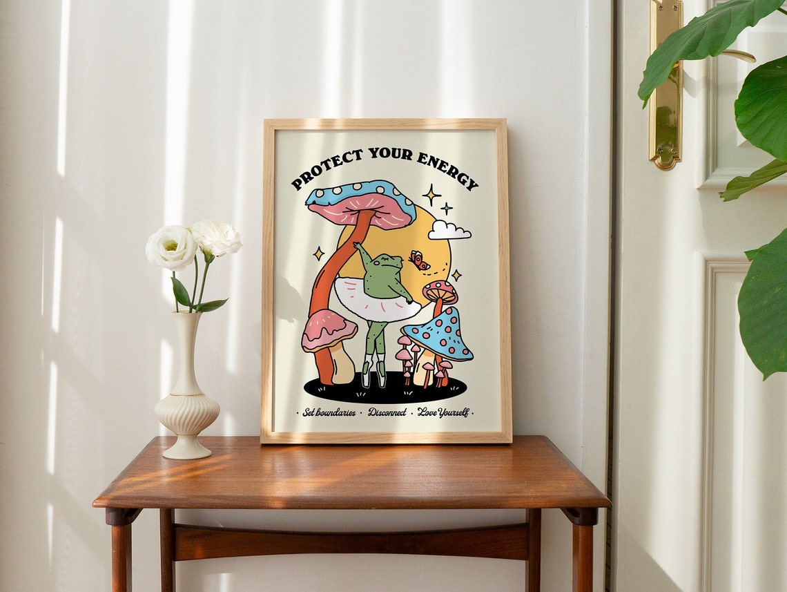 Protect Your Energy Frog Ballerina Mushroom Self Care Wall Art - Image 2