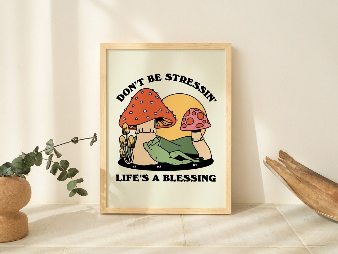Groovy Frog Retro Mushroom Art Print, 70s Style - Image 2