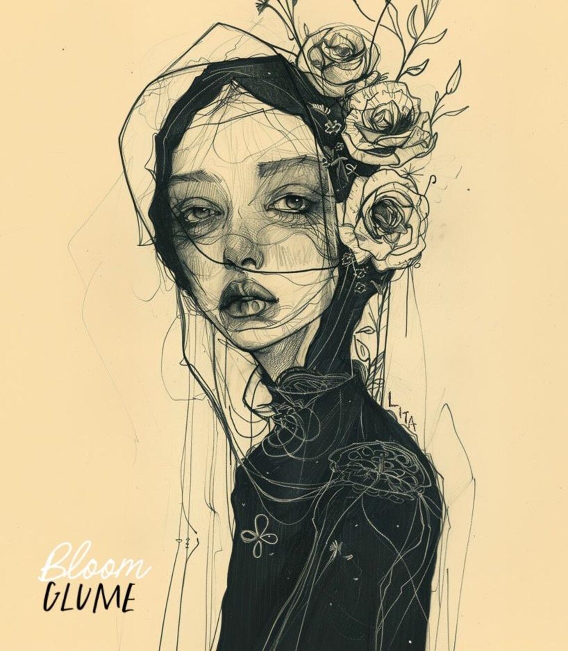 La Douleur Exquise Whimsical Flower Lady Art Print