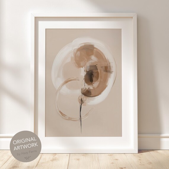 Abstract Embryo Form Beige Brushstroke Minimalist Nursery Art Print