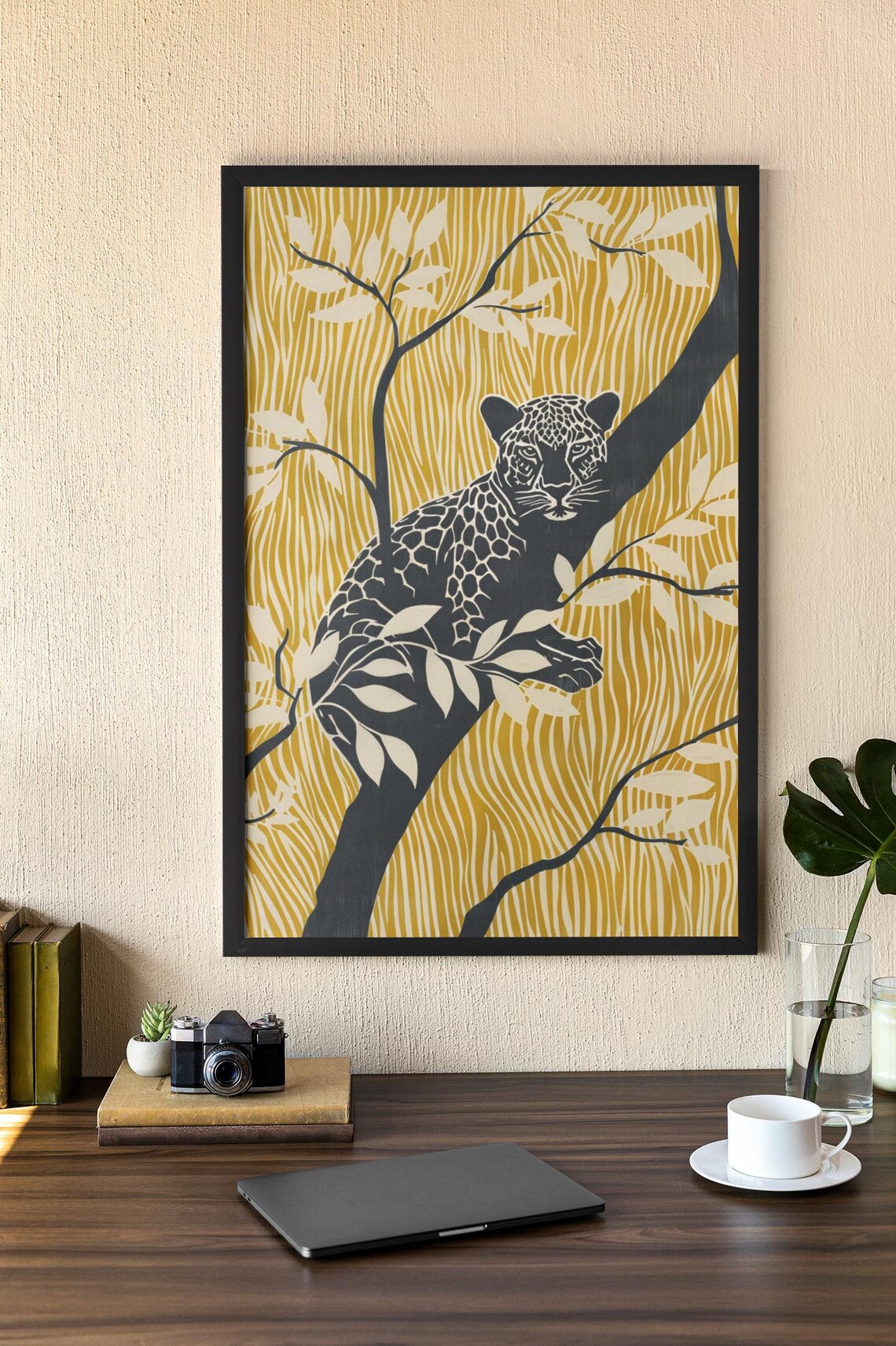 Leopard Jungle Tree Safari Animal Decor Poster