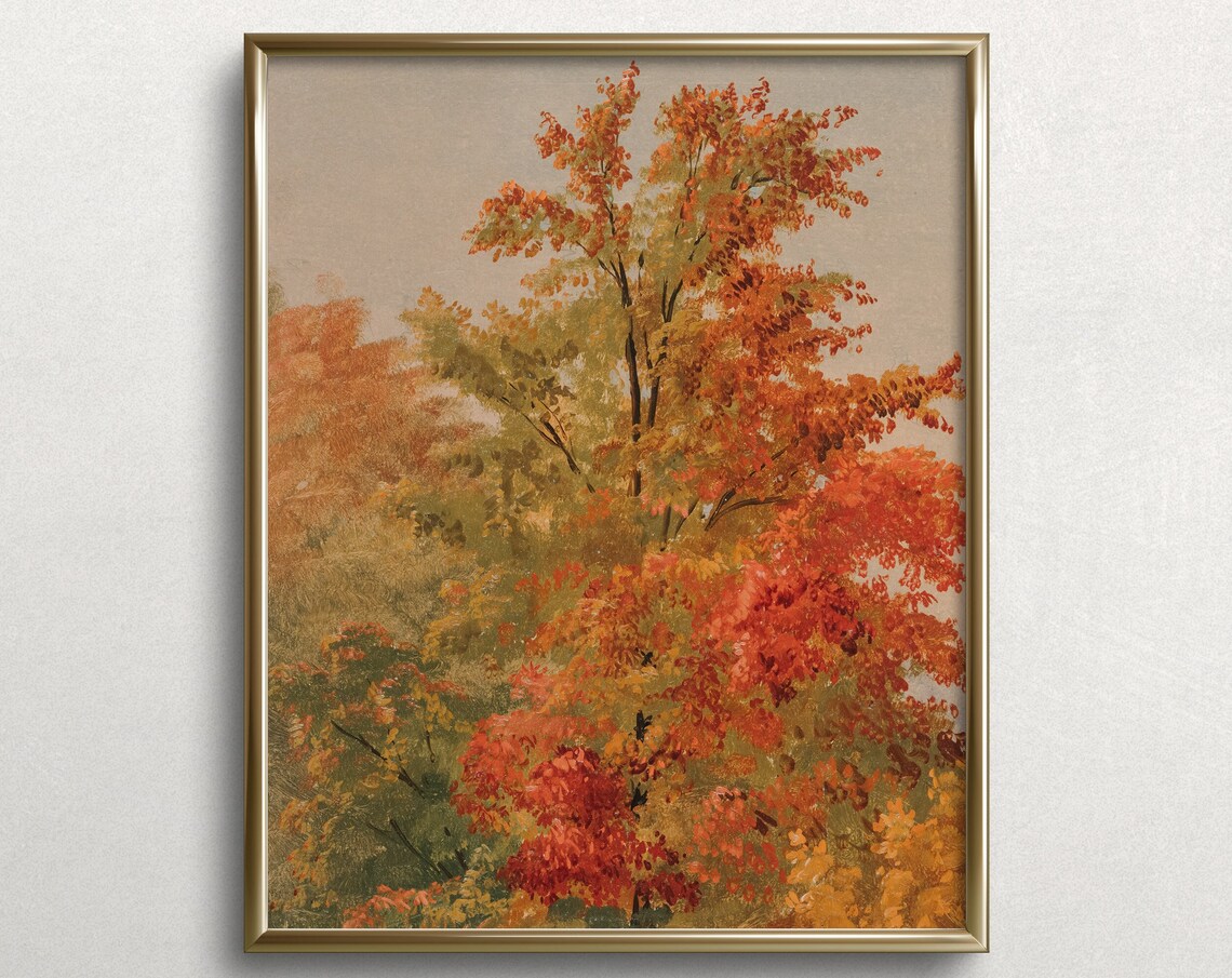 Bright Autumn Tree, Vintage Autumn Art Print