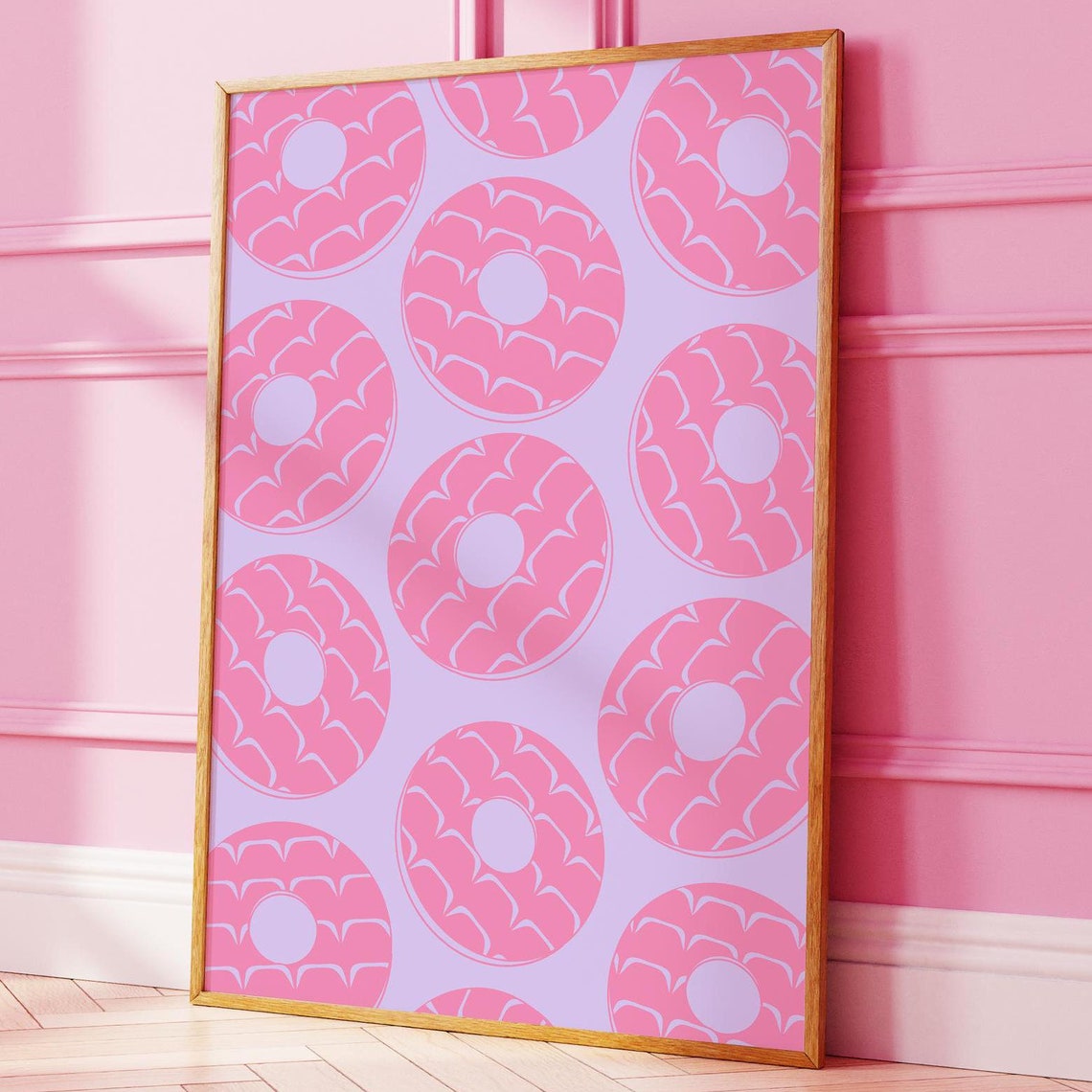 Party Ring Biscuit Pattern Pink Retro Kitchen Decor Poster Art