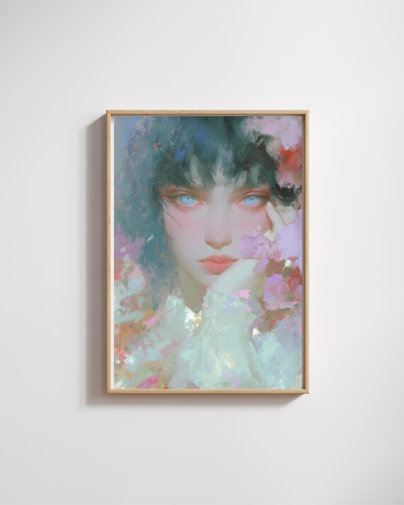 Dreamy Pastel Woman Portrait Soft Oil Painting Impressionist Wall Print