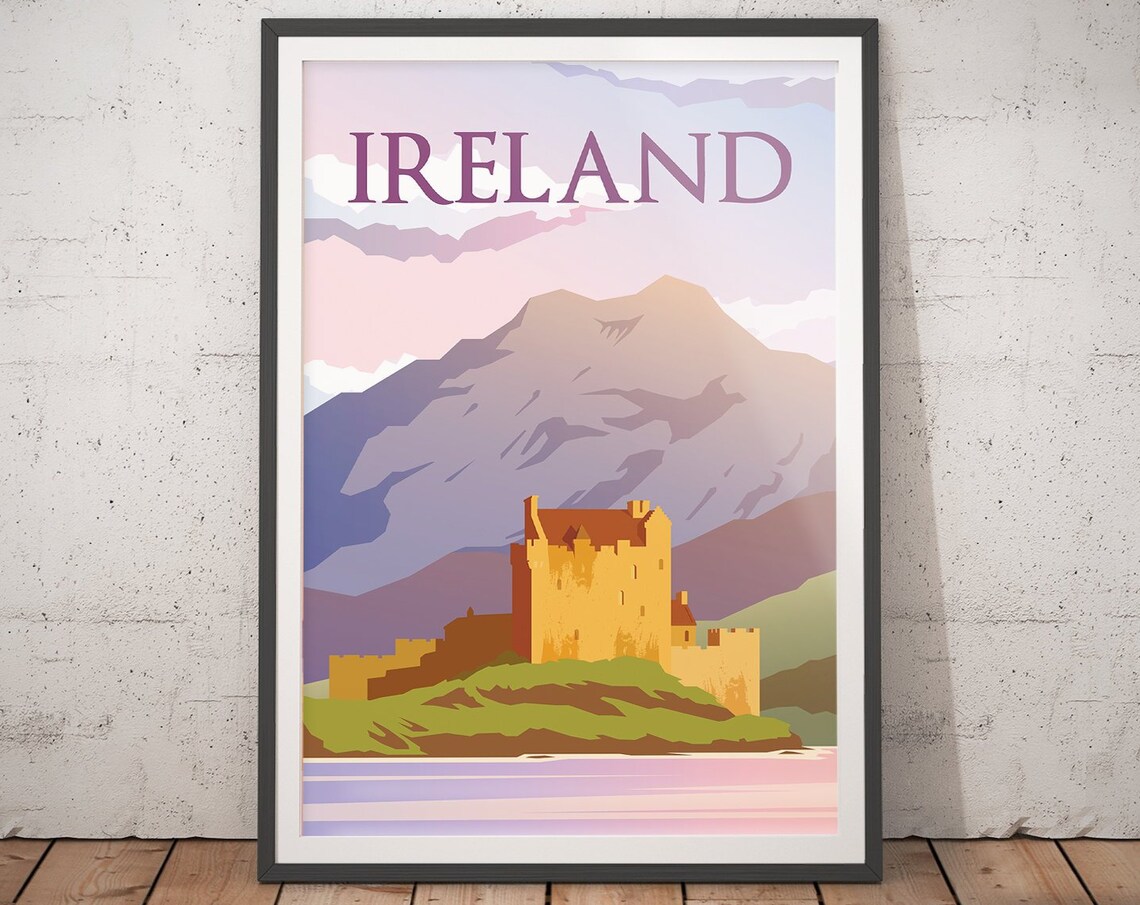 Ireland Vintage Travel Poster, Minimalist Art Print