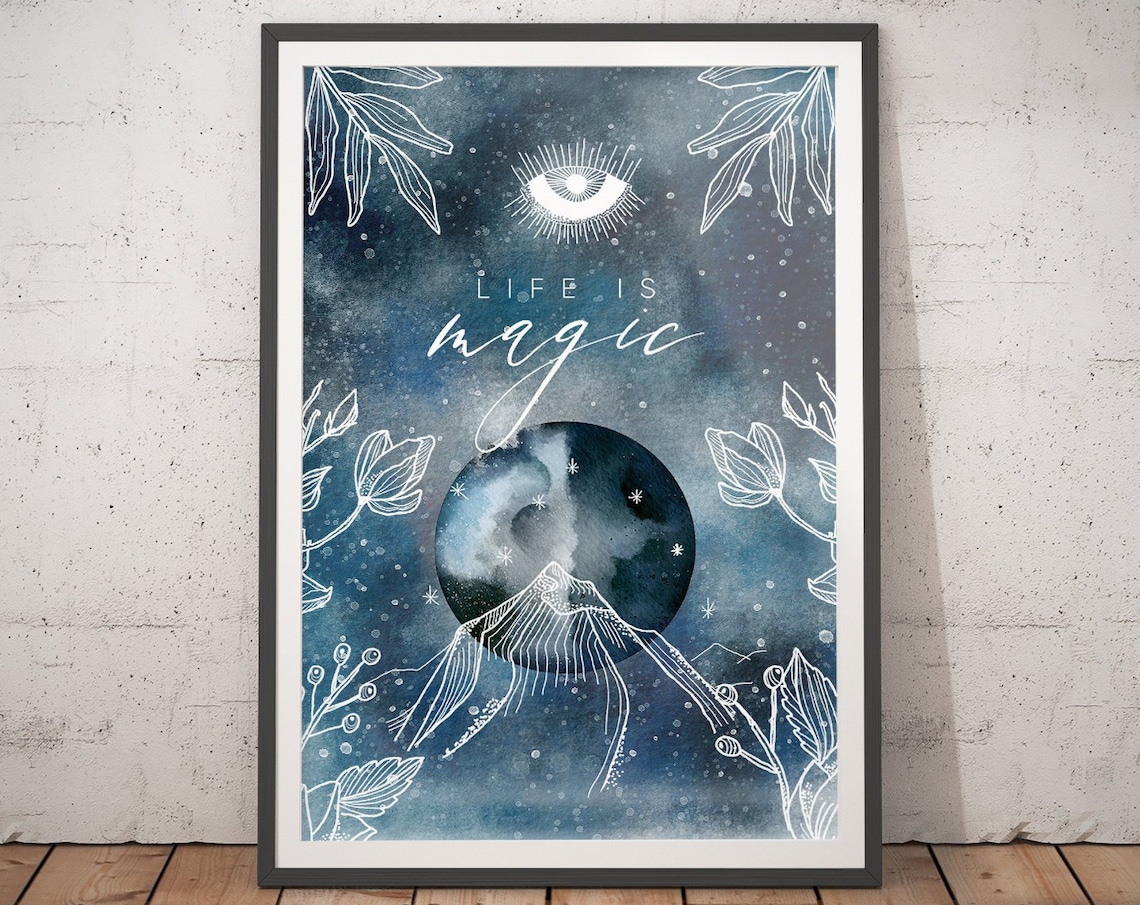 Life Is Magic Celestial Watercolor Art Print
